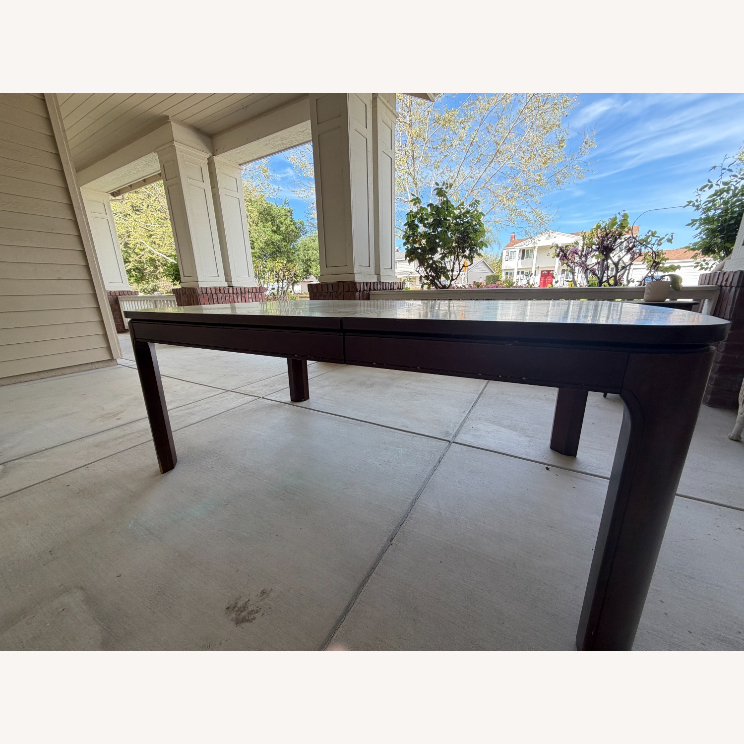 Dark Brown Wood Dining Table with Extension  - image-5