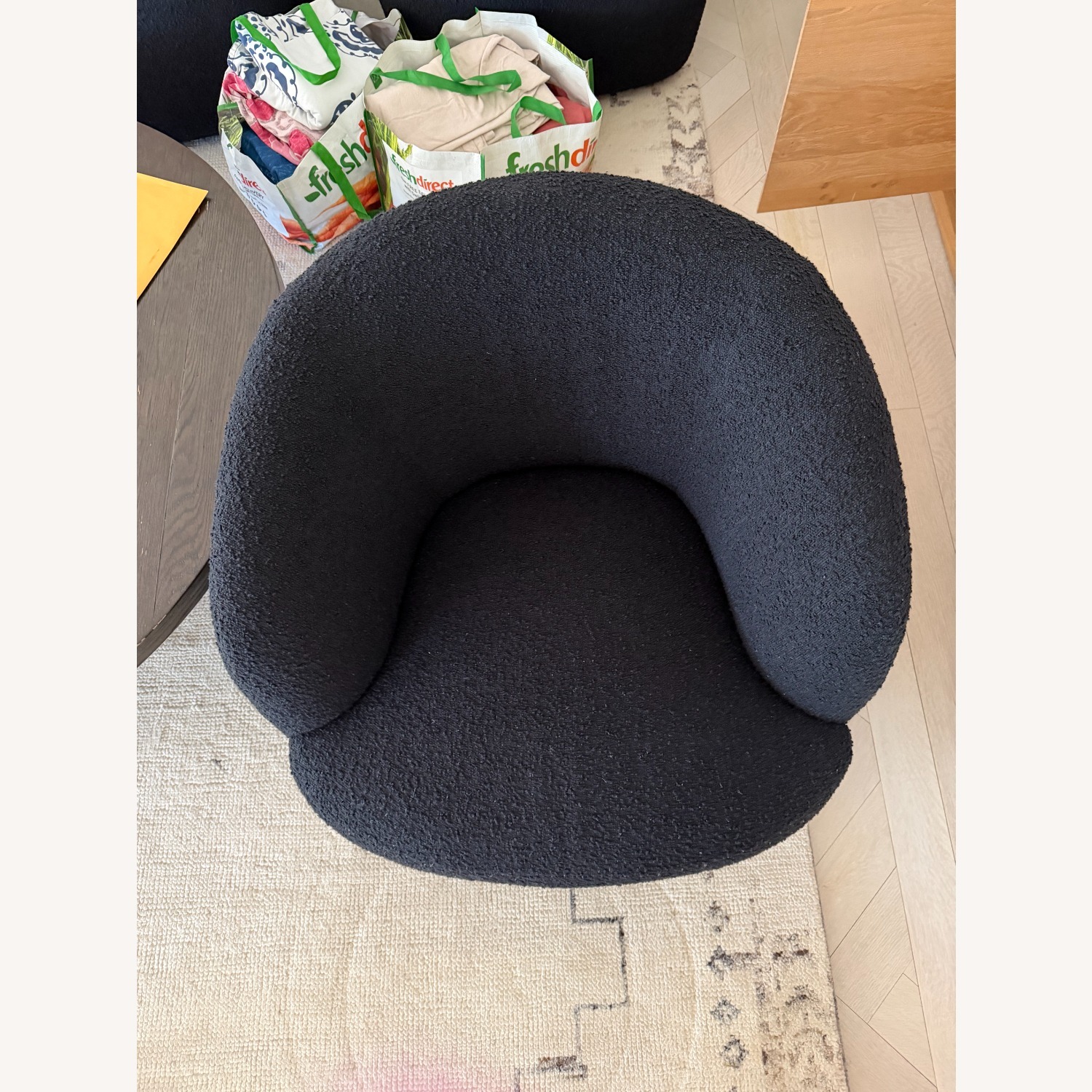 CB2 Goop Boucle Swivel Chair x 2 - Black - image-3