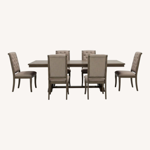Used Raymour & Flanigan Lorient Dark Gray Dining Table Set for sale on AptDeco