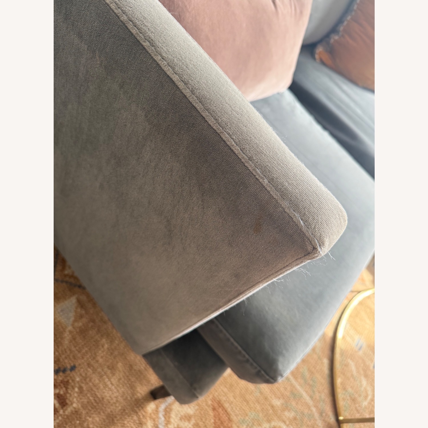 Anthropologie Bowen Light Gray Velvet Loveseat - image-3
