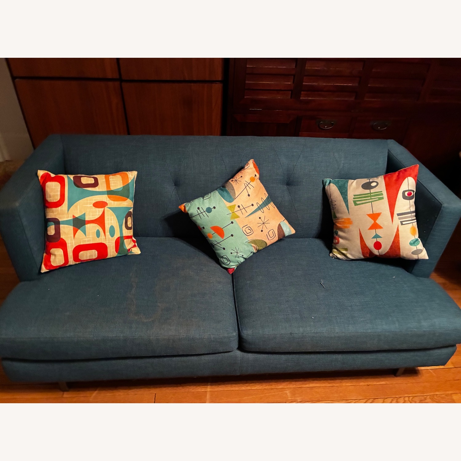 CB2 Blue Green 2 Seater Sofa - image-3