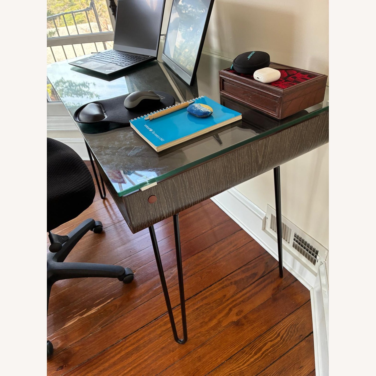 Raymour & Flanigan Dark Brown Glass Desk - image-5