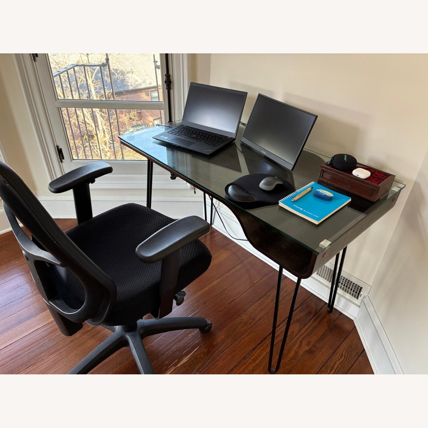 Raymour & Flanigan Dark Brown Glass Desk - image-6