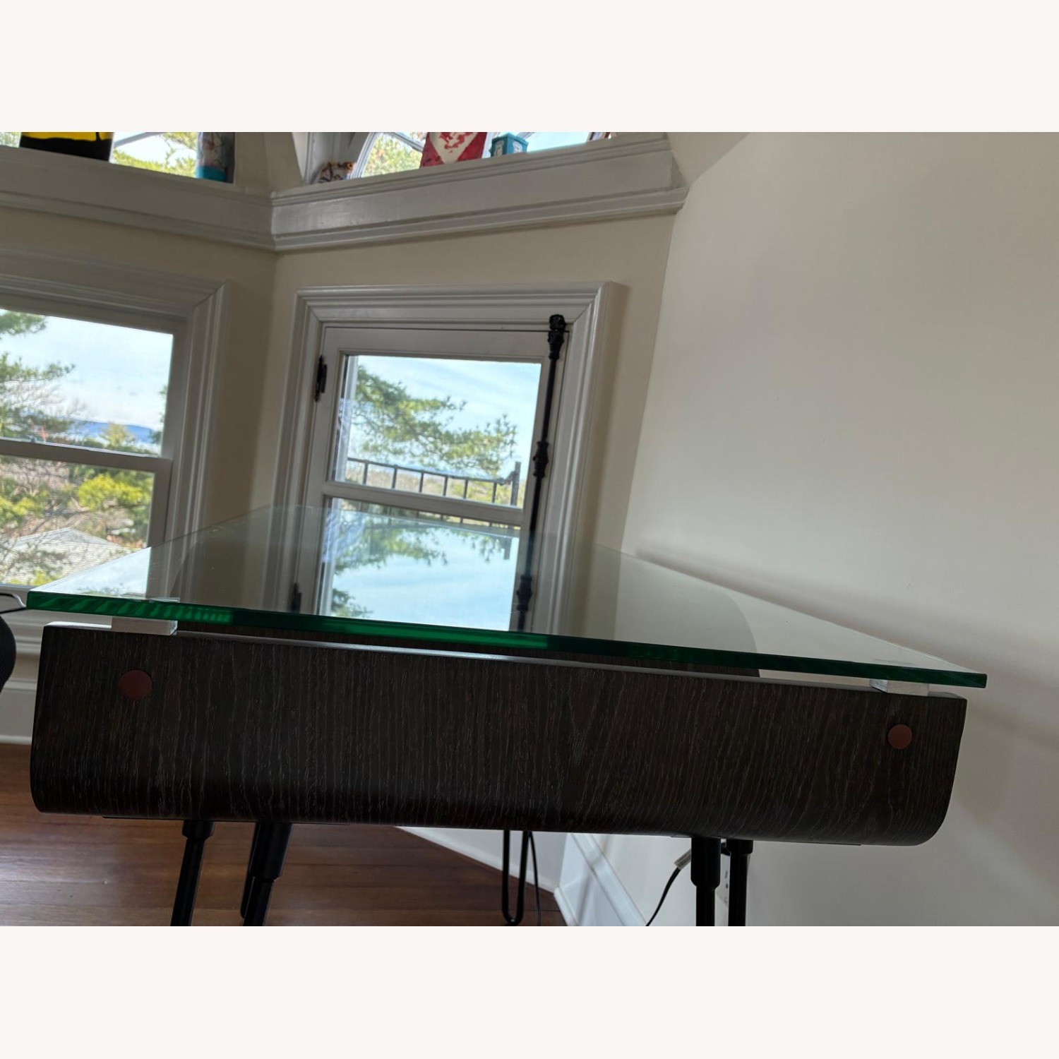 Raymour & Flanigan Dark Brown Glass Desk - image-2