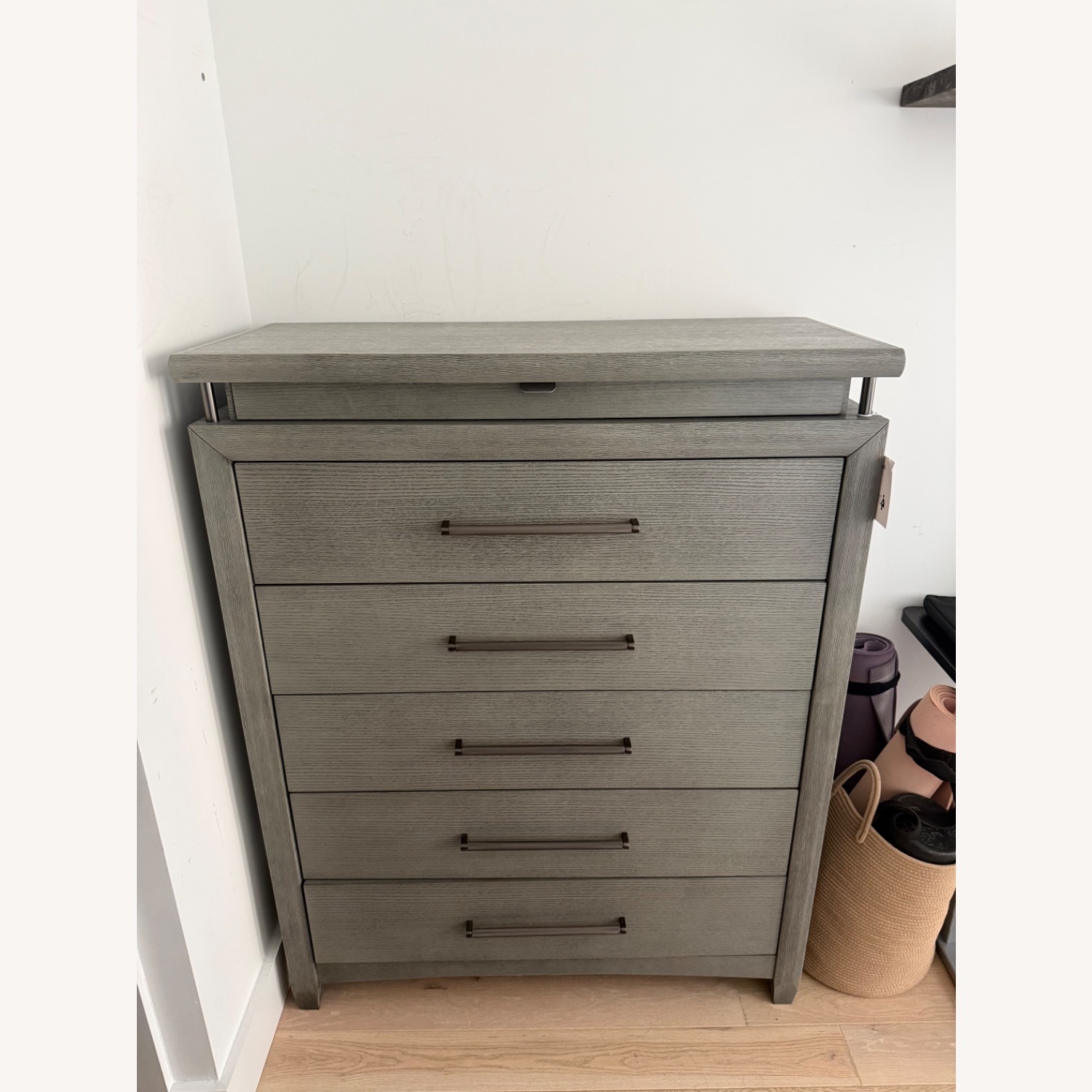 Raymour & Flanigan San Clemente Light Gray Wood Chest - image-3