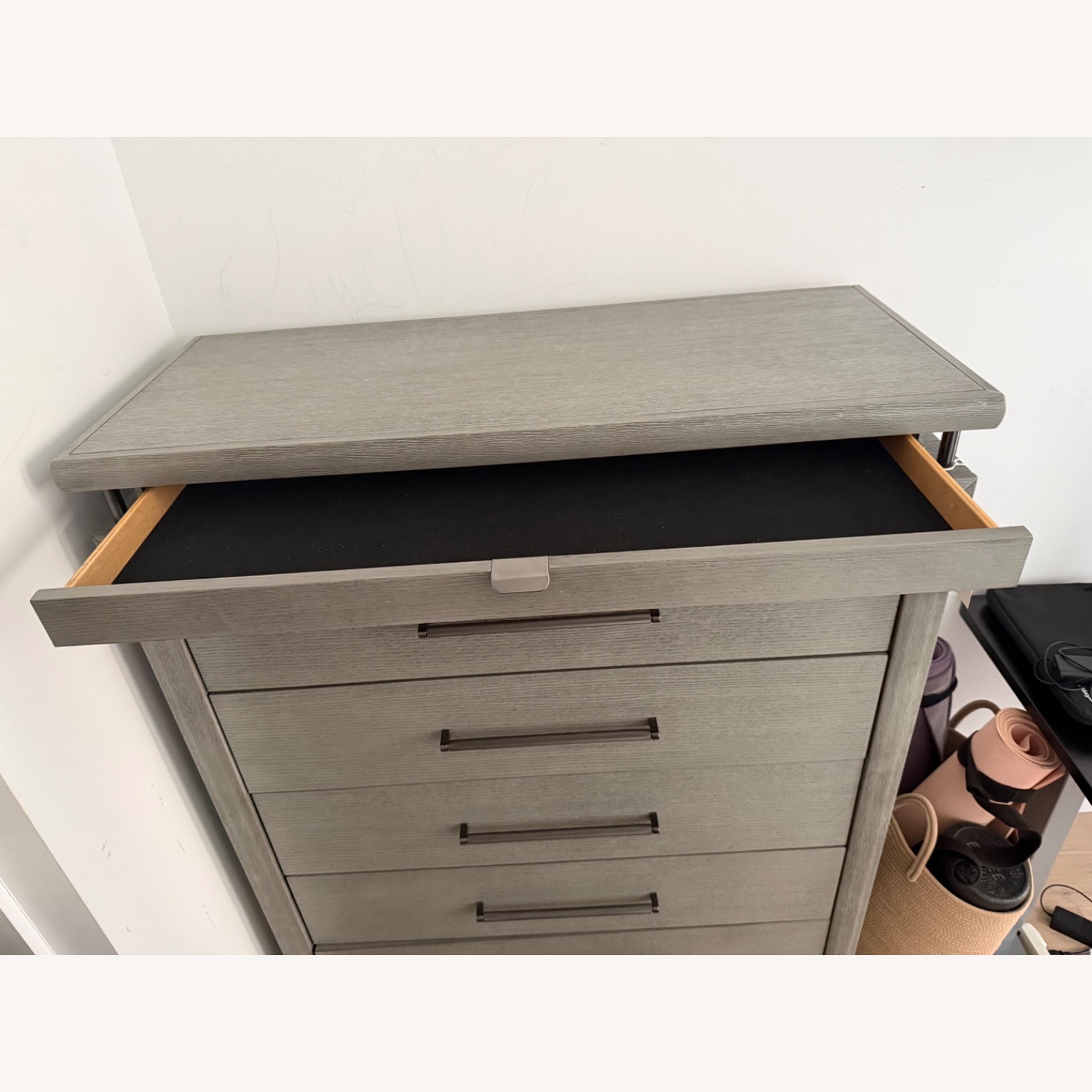 Raymour & Flanigan San Clemente Light Gray Wood Chest - image-2