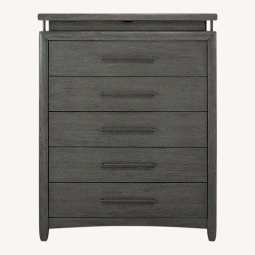 Used Raymour & Flanigan San Clemente Light Gray Wood Chest for sale on AptDeco