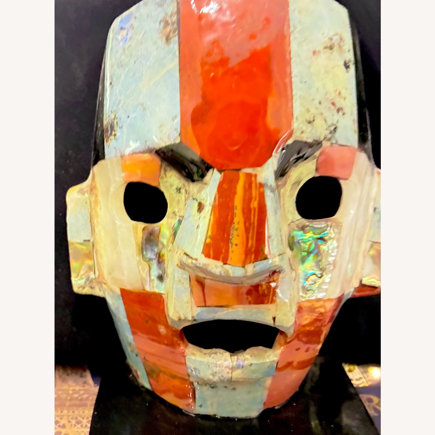Mexican Gemstone Dollars Mask on Stand - image-2