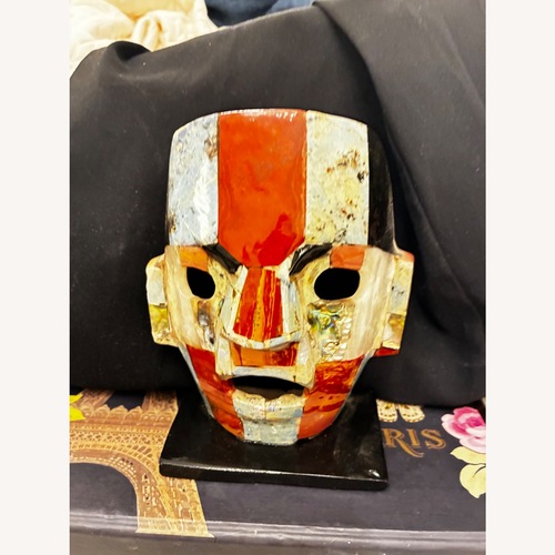 Used Mexican Gemstone Dollars Mask on Stand for sale on AptDeco