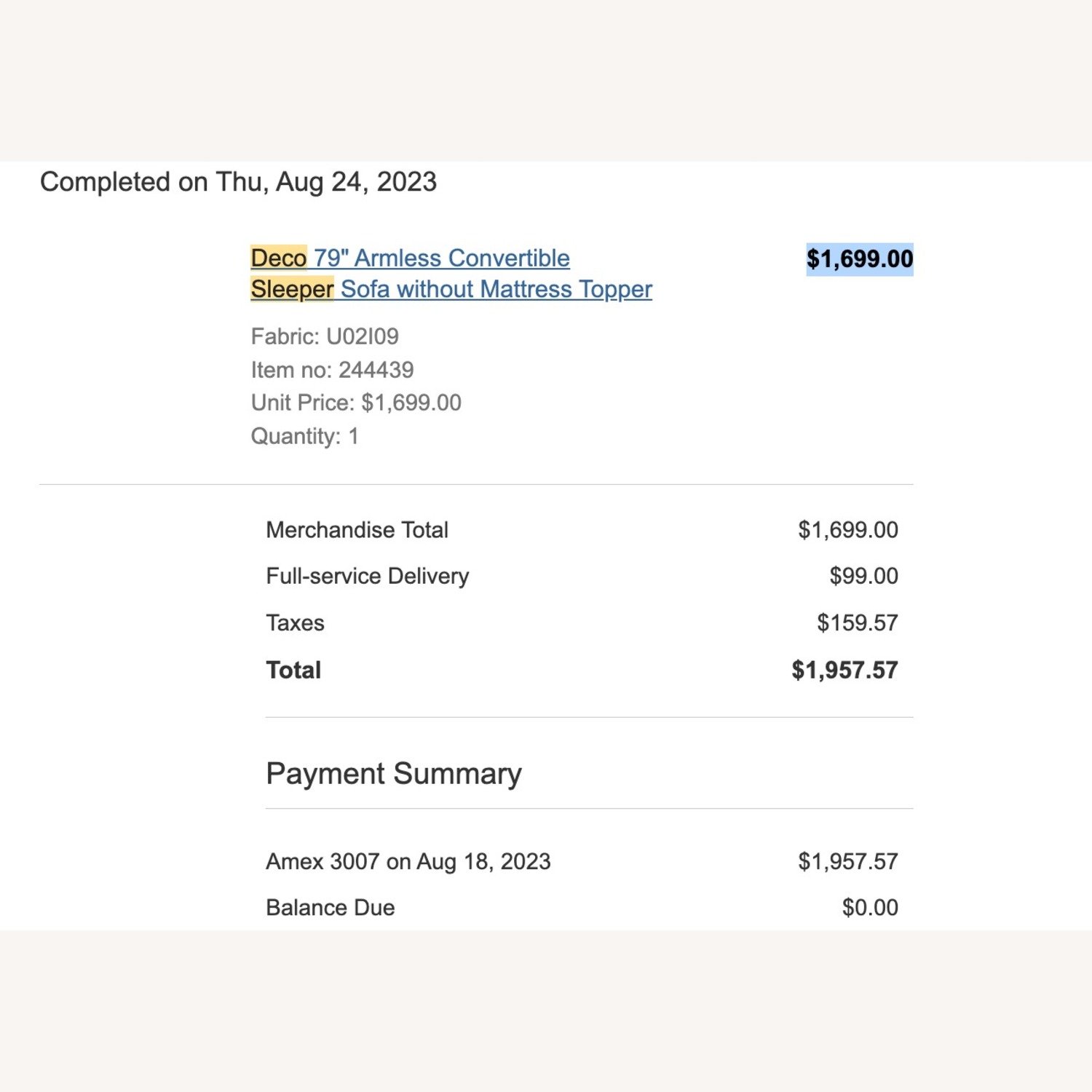 Room & Board Deco Blue Sleeper Sofa - image-3