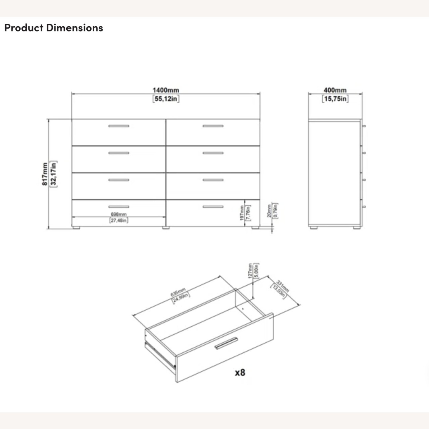 White Dresser 8 Drawers - image-9