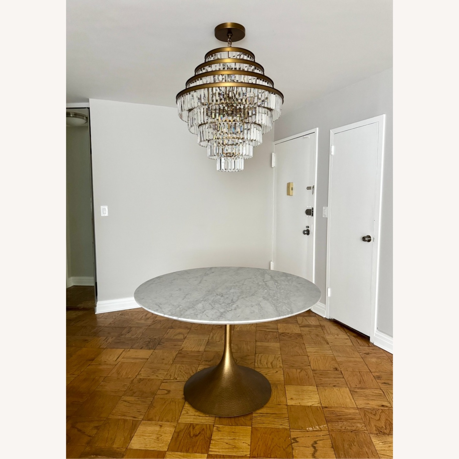 Restoration Hardware Aero 50" Round Marble Table - image-1