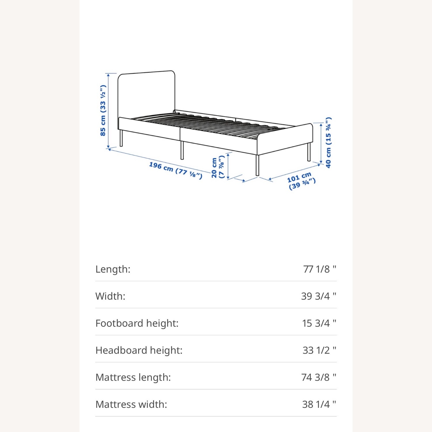 IKEA Slattum Gray Upholstered Twin Bed - image-2