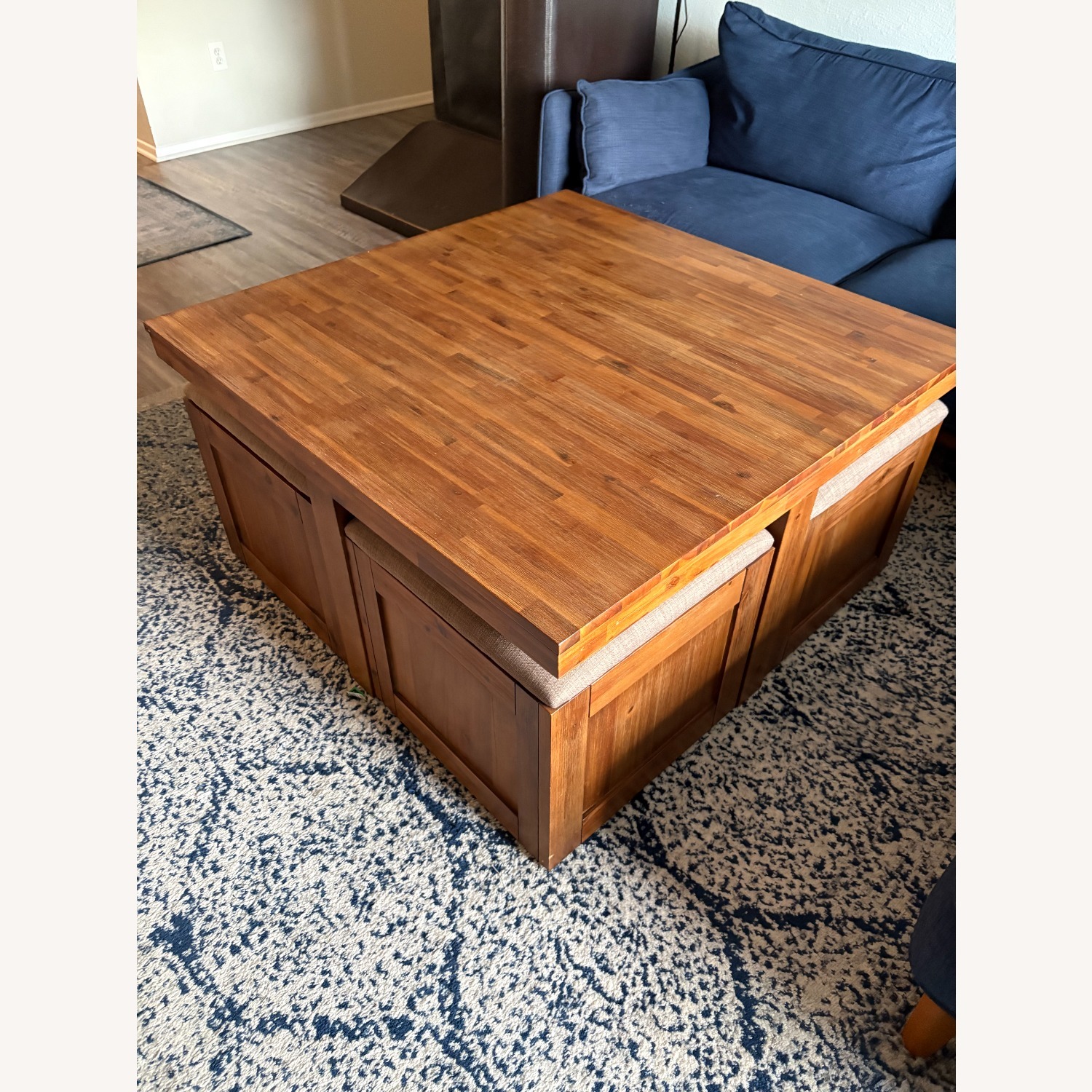 Macy's Cube Coffee Table with 4 Storage Ottomans - image-1