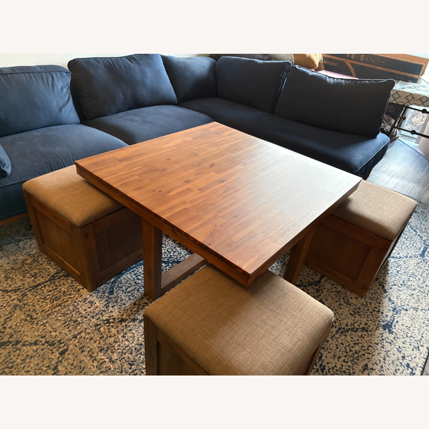 Macy's Cube Coffee Table with 4 Storage Ottomans - image-3