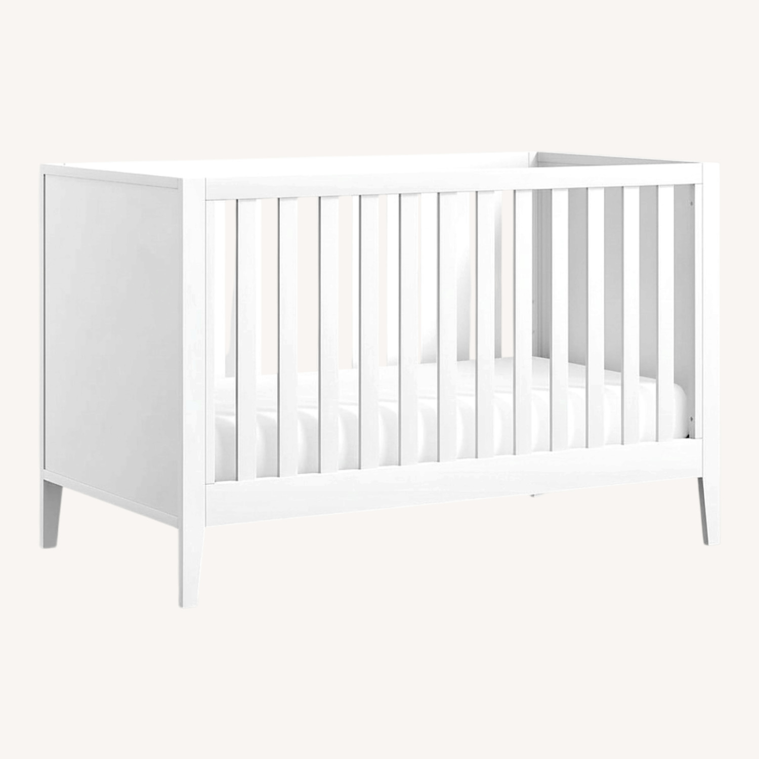Crate & Barrel Ever Simple White Wood Convertible Baby Crib with Toddler Bed Rail - image-0