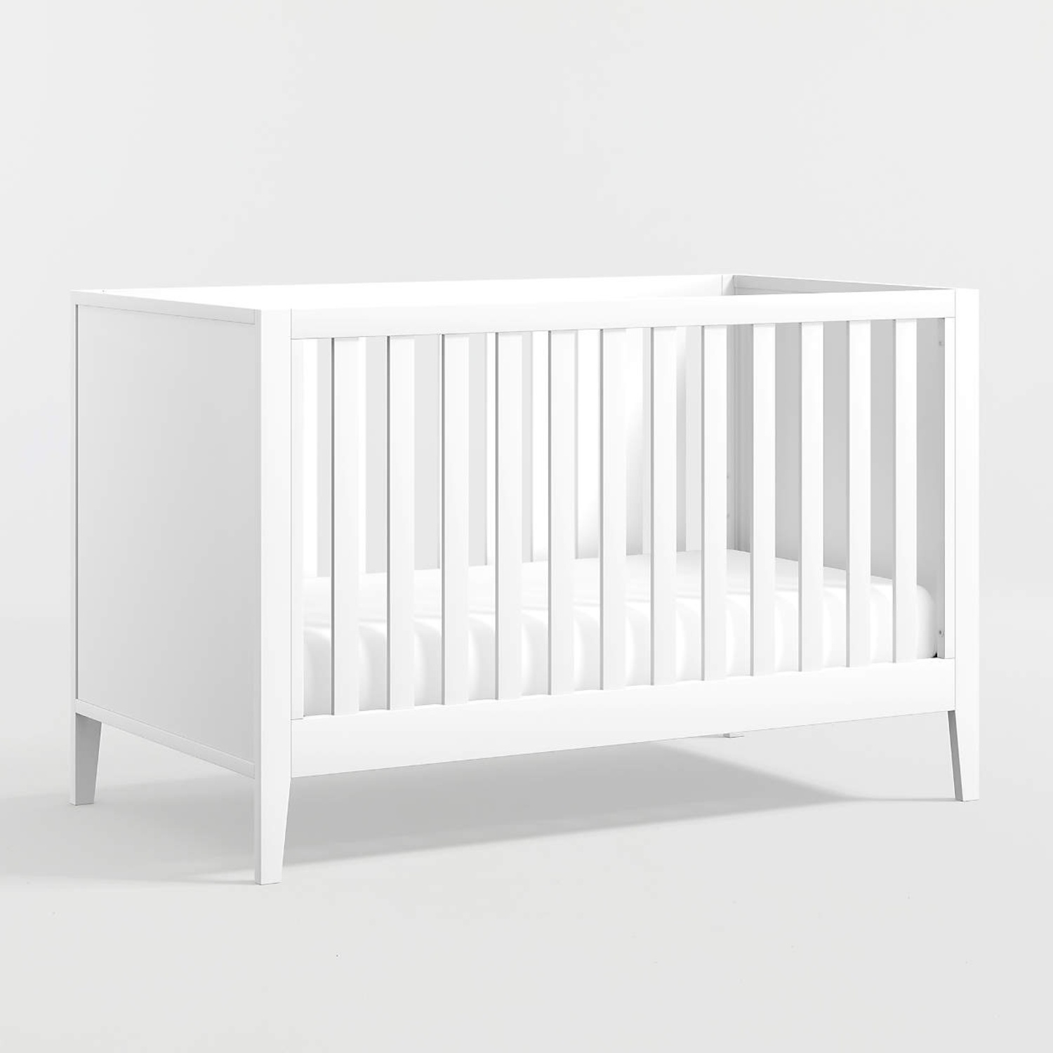 Crate & Barrel Ever Simple White Wood Convertible Baby Crib with Toddler Bed Rail - image-4