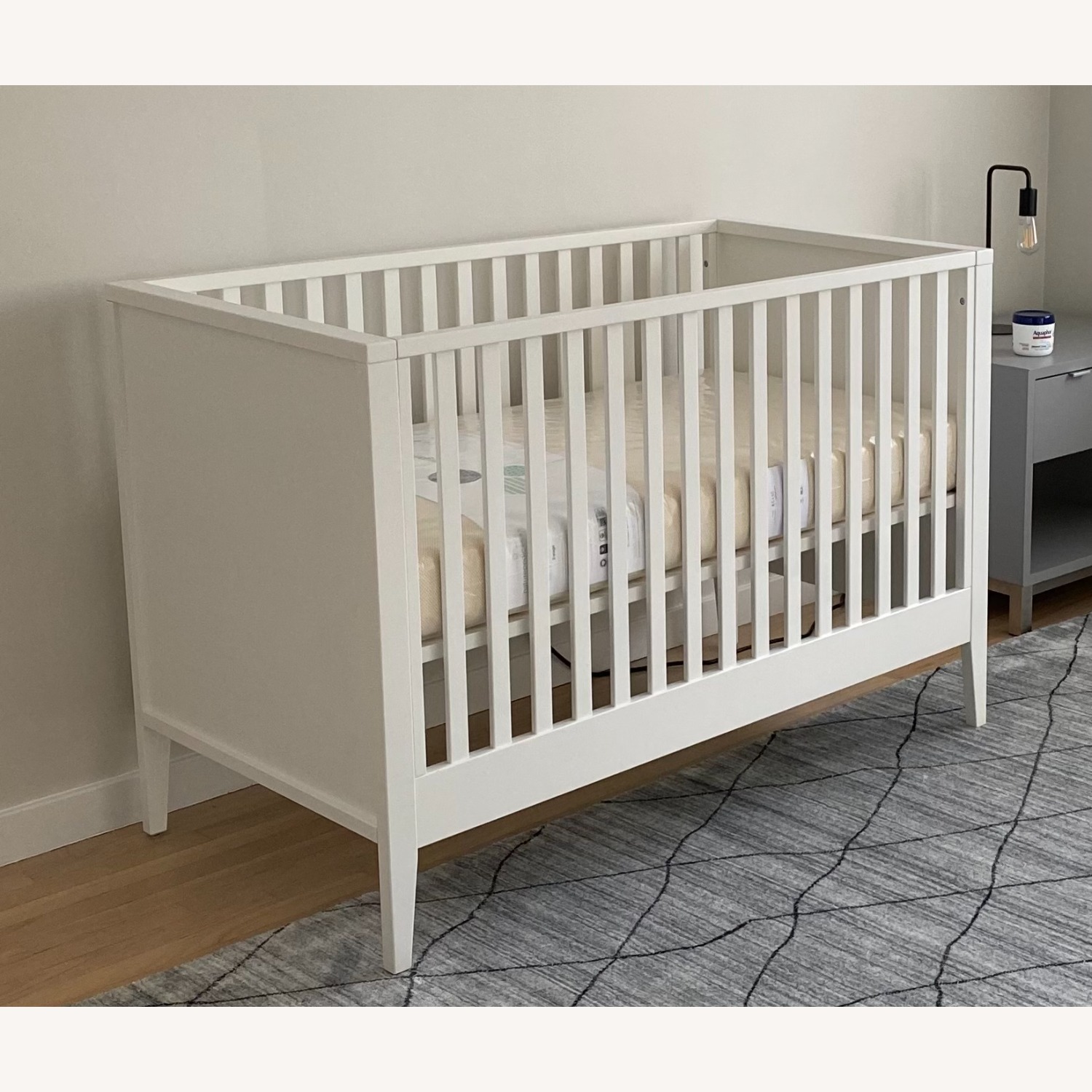 Crate & Barrel Ever Simple White Wood Convertible Baby Crib with Toddler Bed Rail - image-1