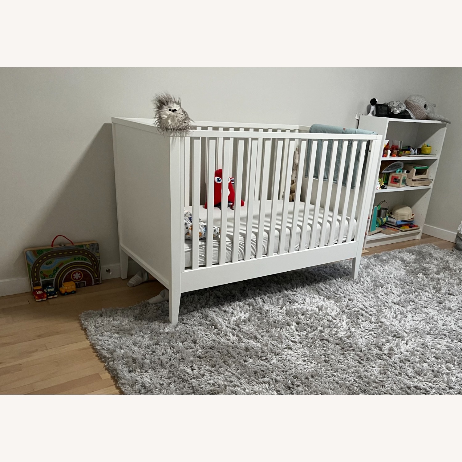 Crate & Barrel Ever Simple White Wood Convertible Baby Crib with Toddler Bed Rail - image-3