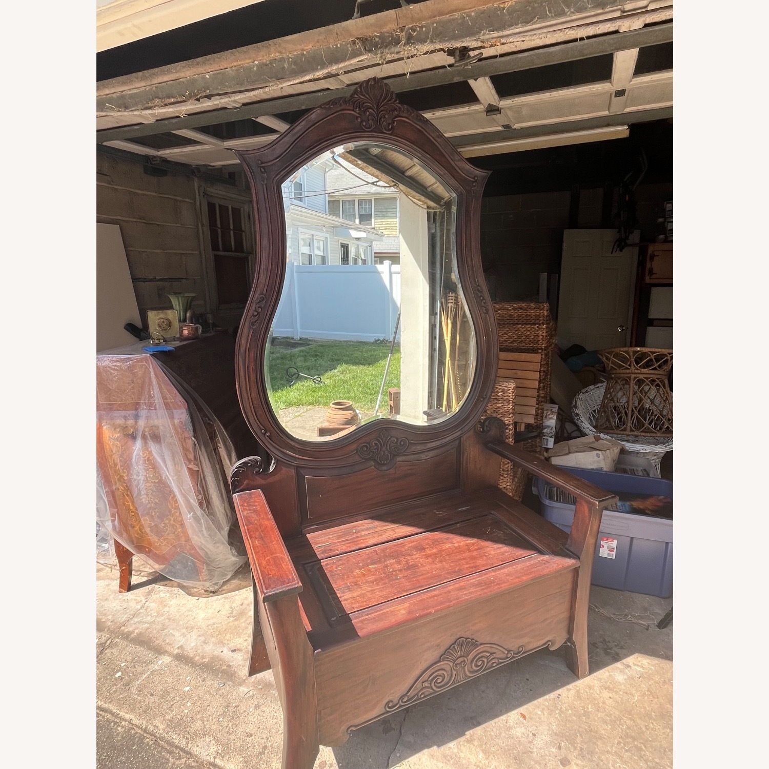 Vintage/Antique Hallway Mirror Chest Bench - image-5