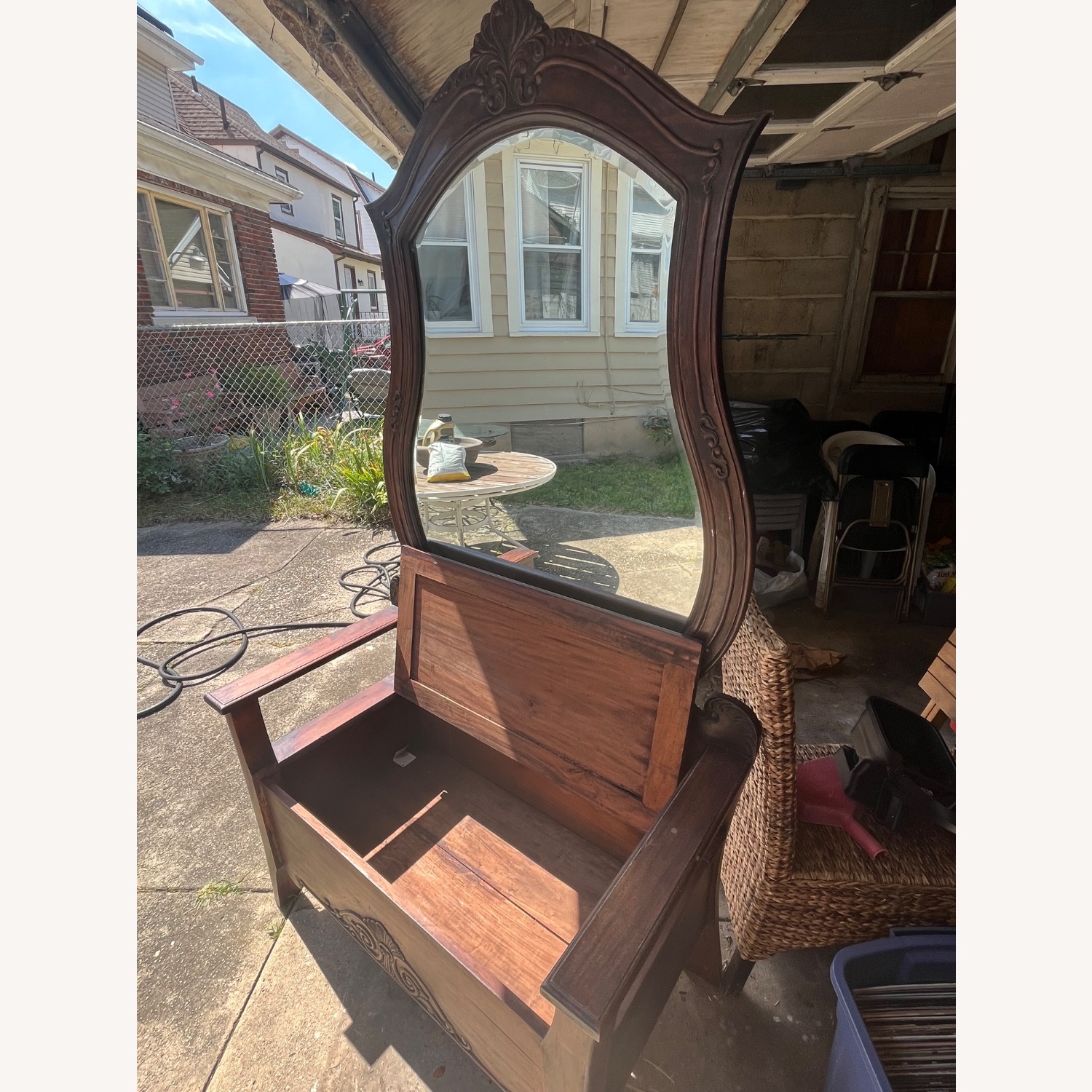 Vintage/Antique Hallway Mirror Chest Bench - image-3