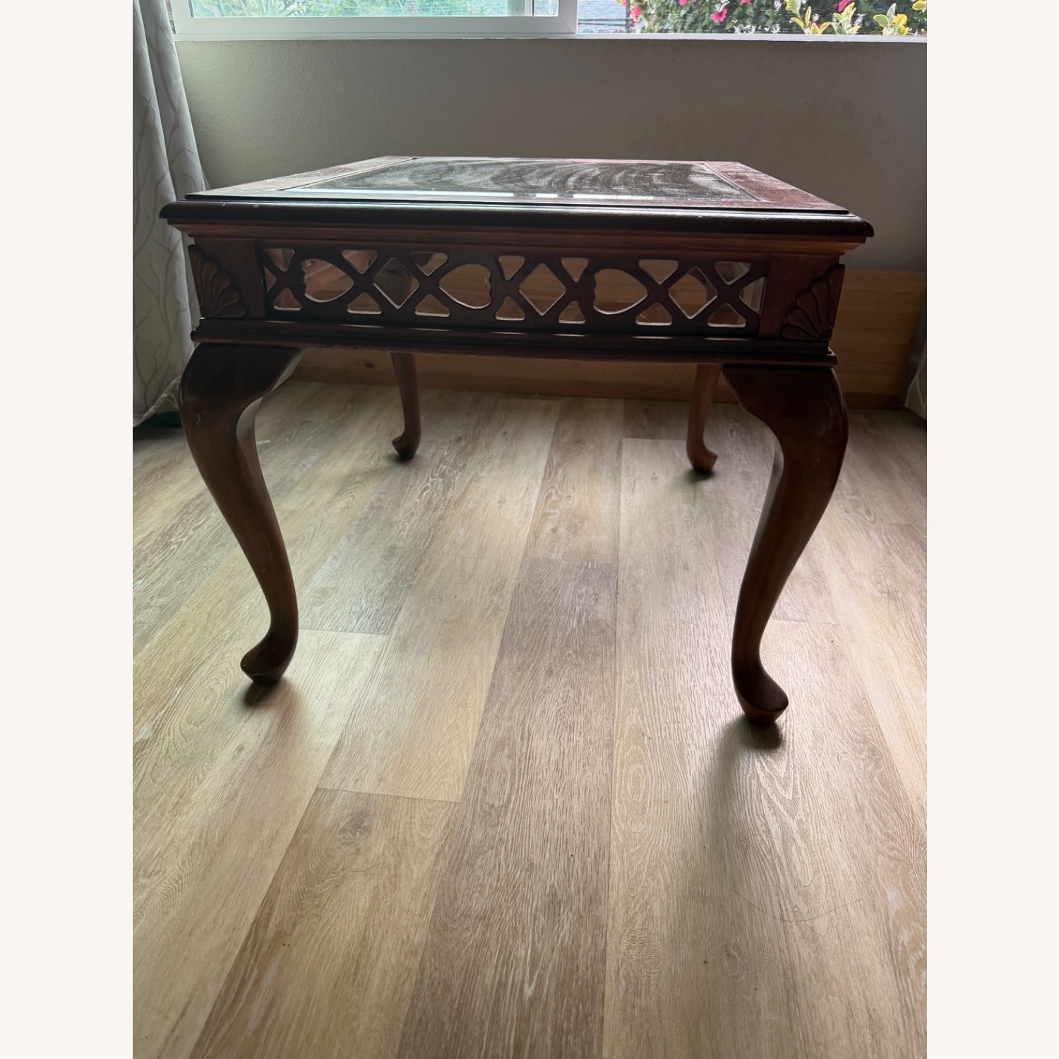 Natural Brown Wood with Glass Coffee Table - image-9