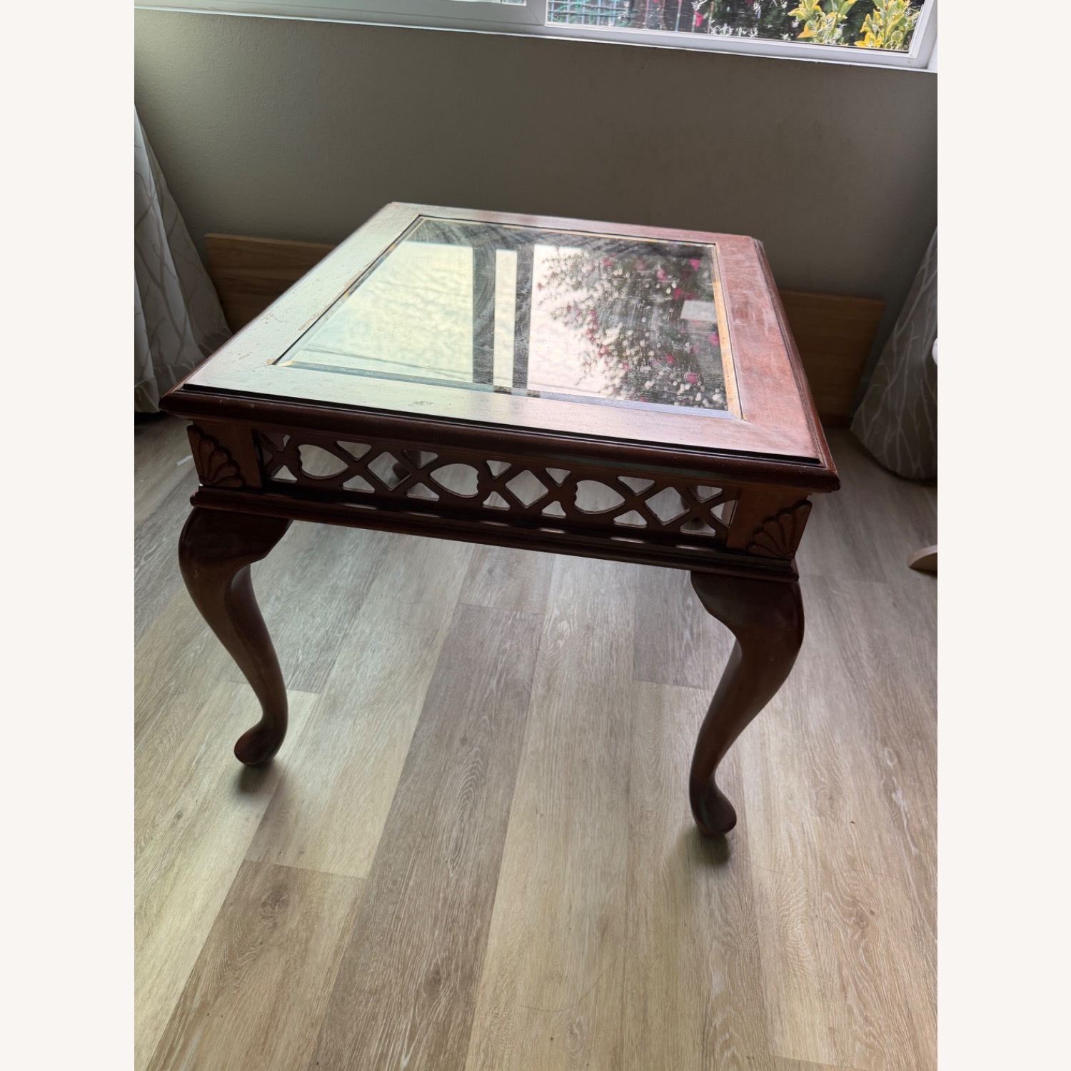 Natural Brown Wood with Glass Coffee Table - image-7