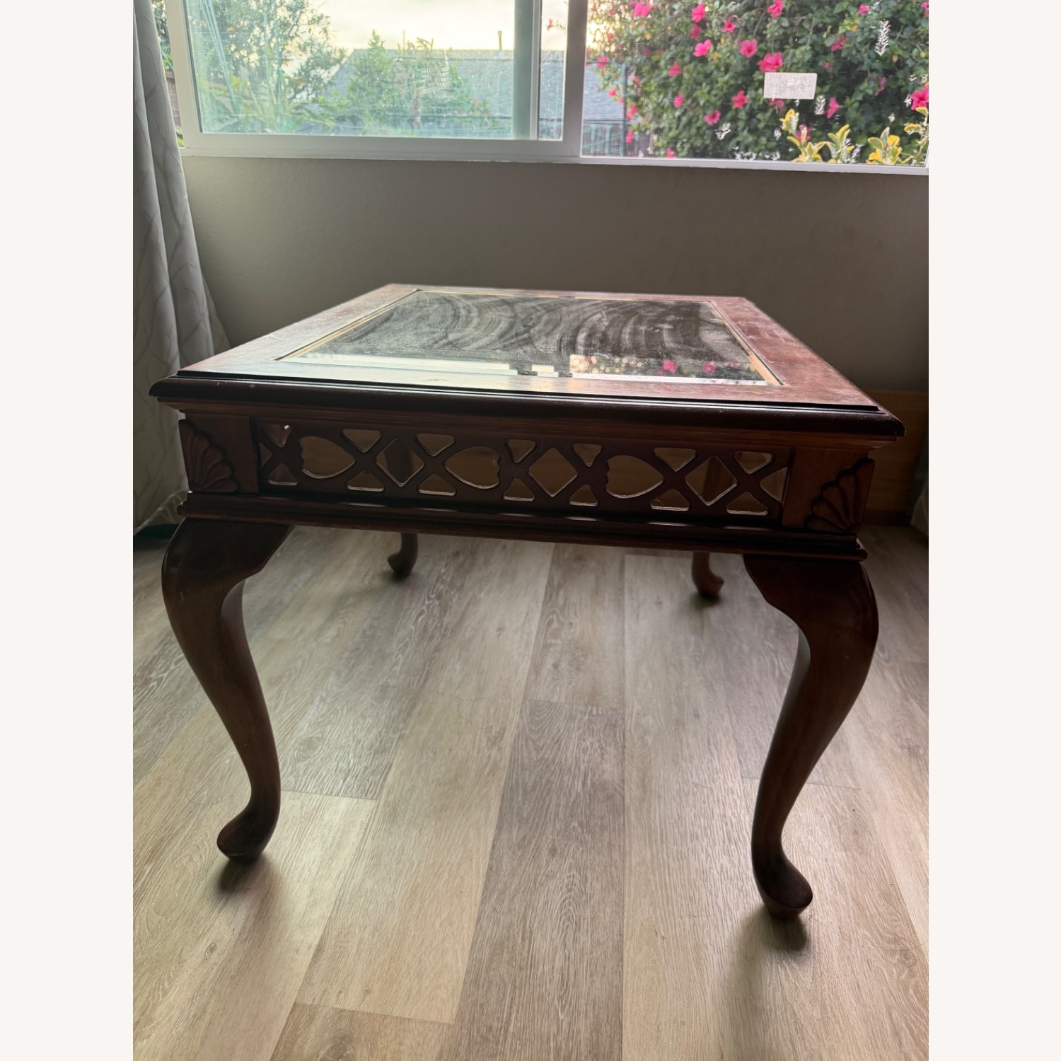 Natural Brown Wood with Glass Coffee Table - image-2