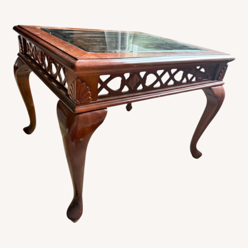 Used Natural Brown Wood with Glass Coffee Table for sale on AptDeco