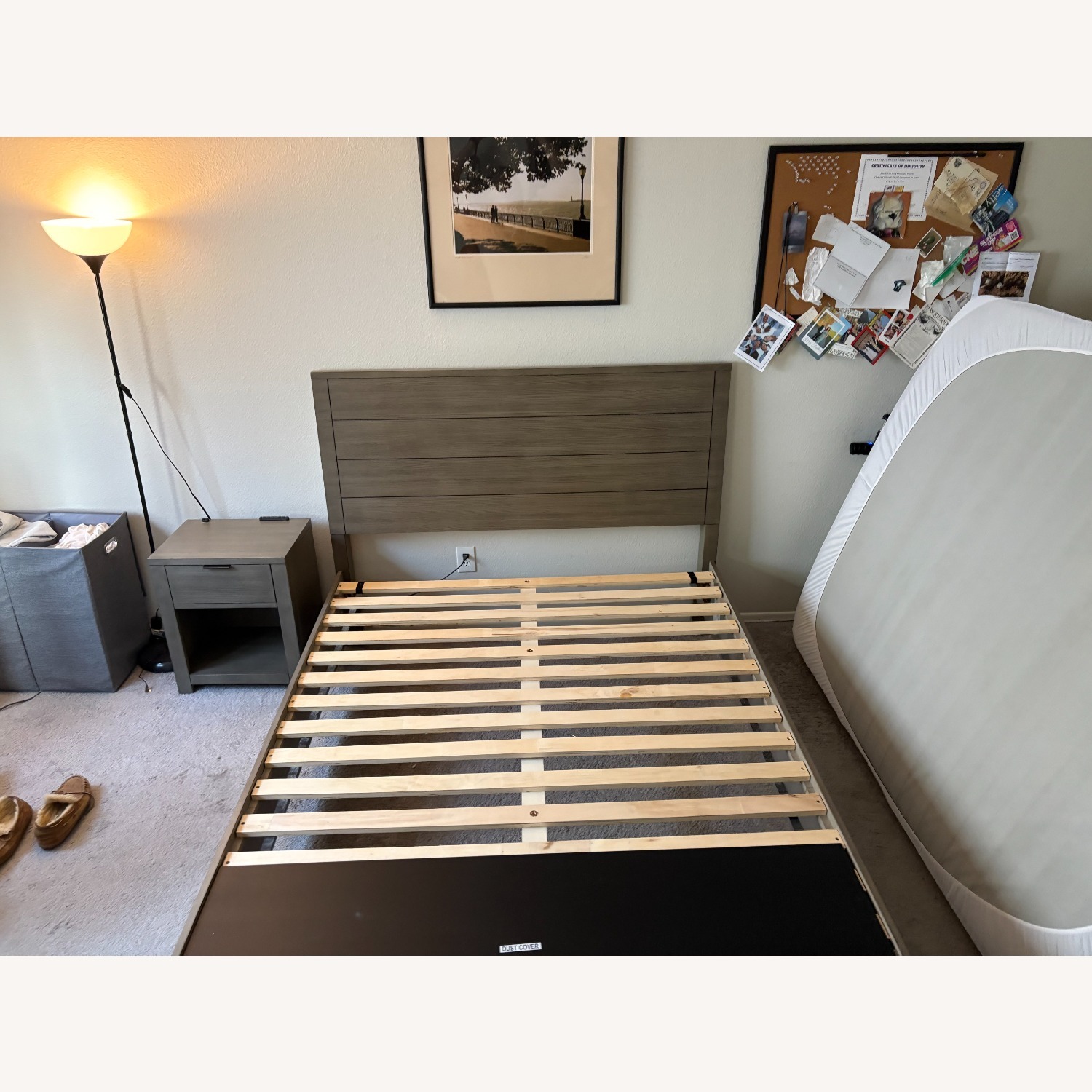 Macy's Tribeca Light Gray Queen Bed w/ Storage - image-4