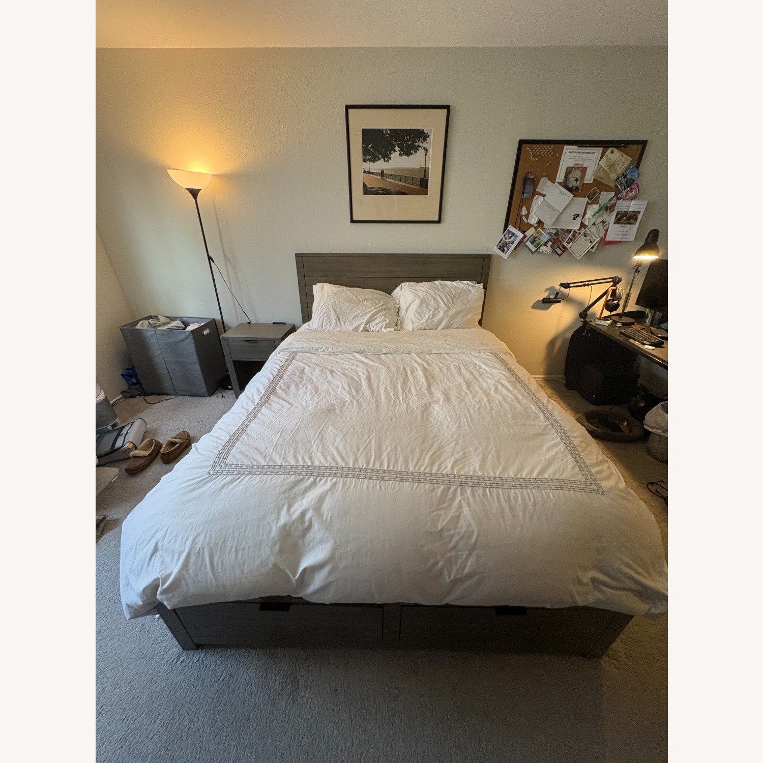 Macy's Tribeca Light Gray Queen Bed w/ Storage - image-2