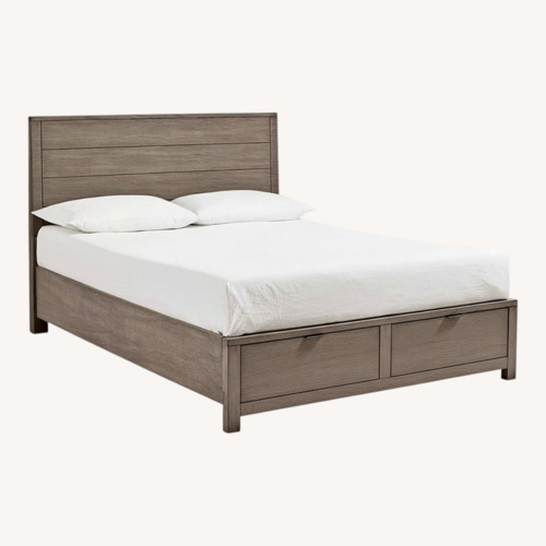 Used Macy's Tribeca Light Gray Queen Bed w/ Storage for sale on AptDeco