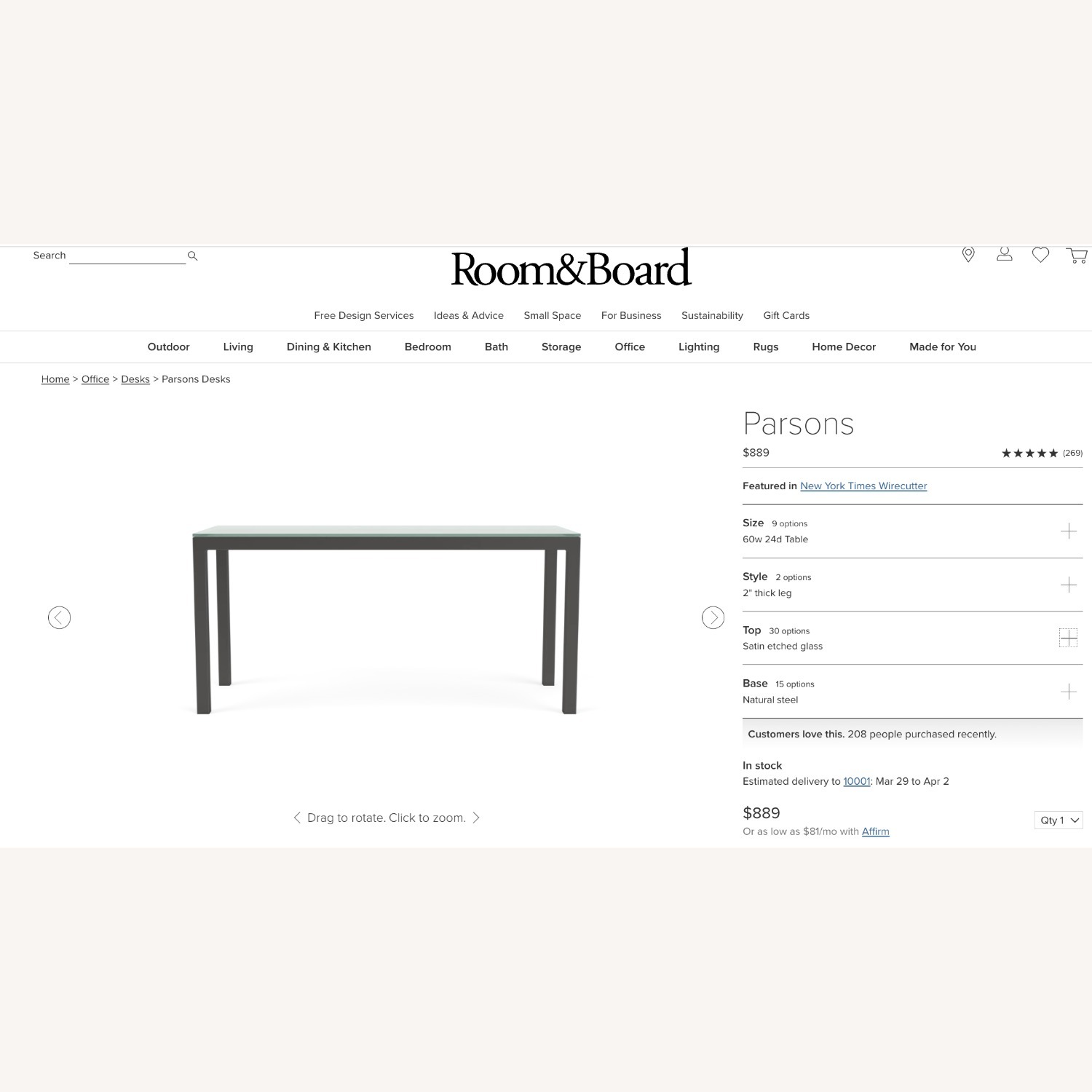 Room & Board Parson Black Metal Desk - image-2