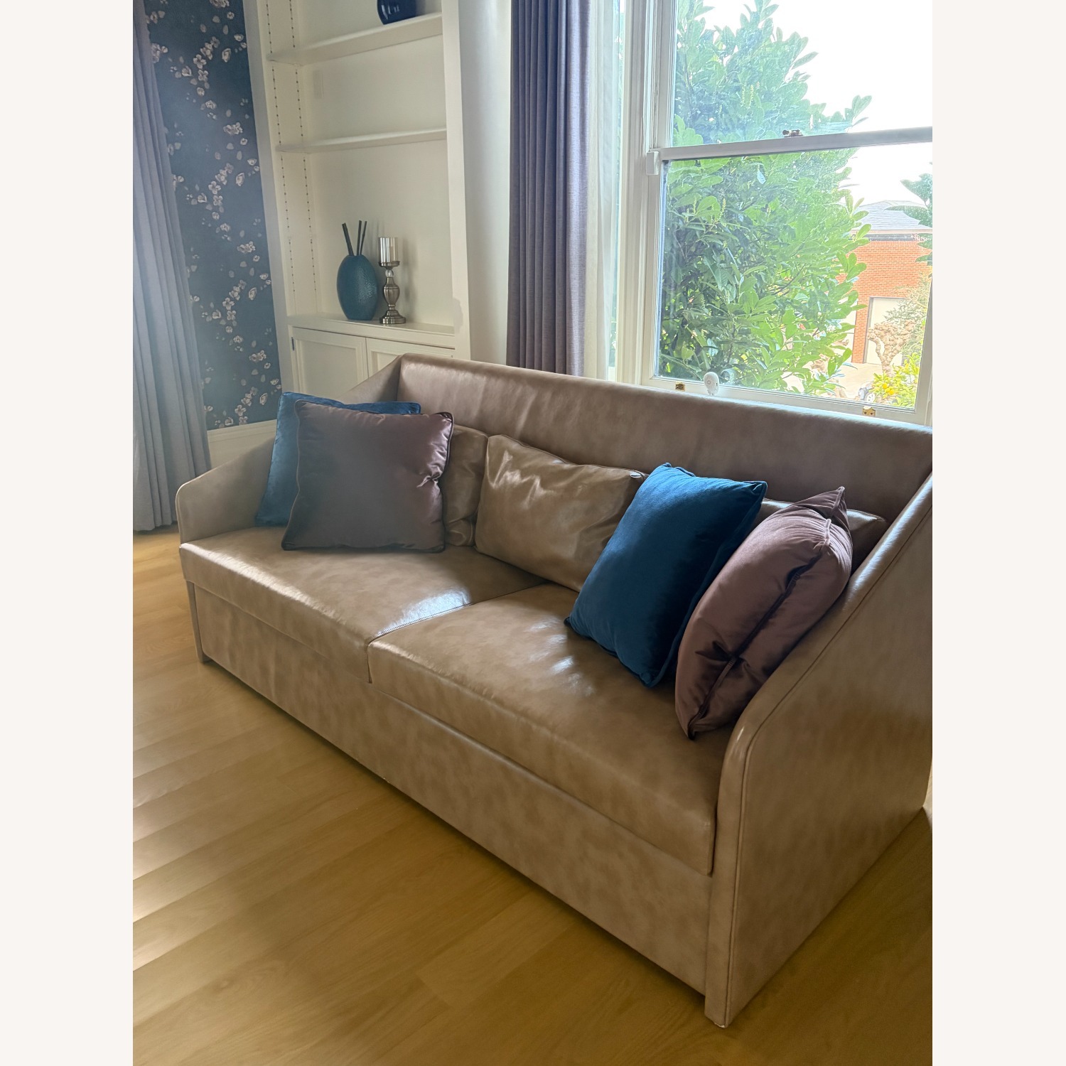 Light Brown Leather 2 Seater Sofa - image-3