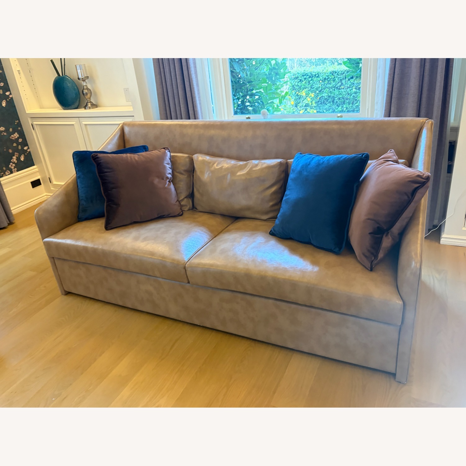 Light Brown Leather 2 Seater Sofa - image-2