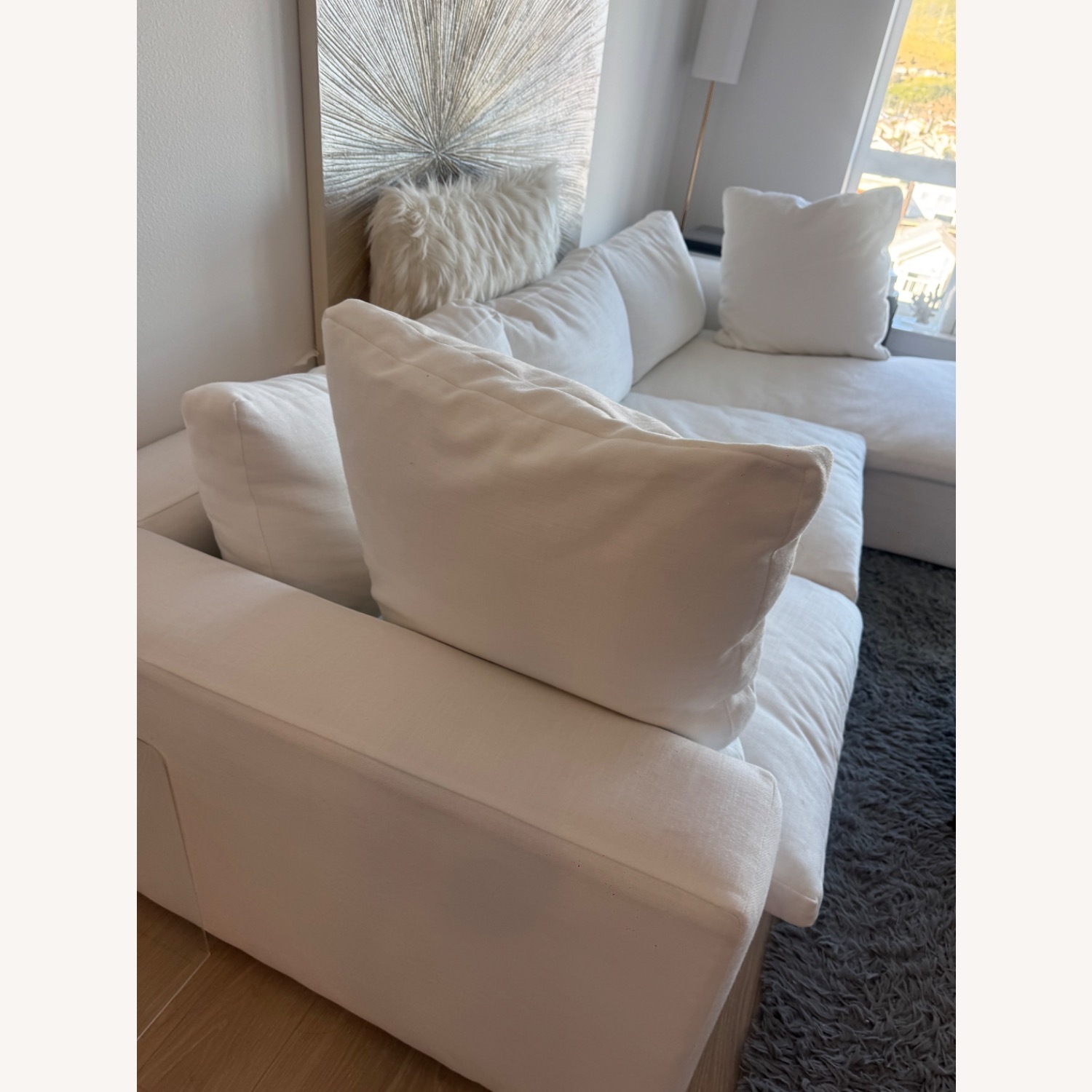 Living Spaces White Cozy Sectional Sofa - image-6