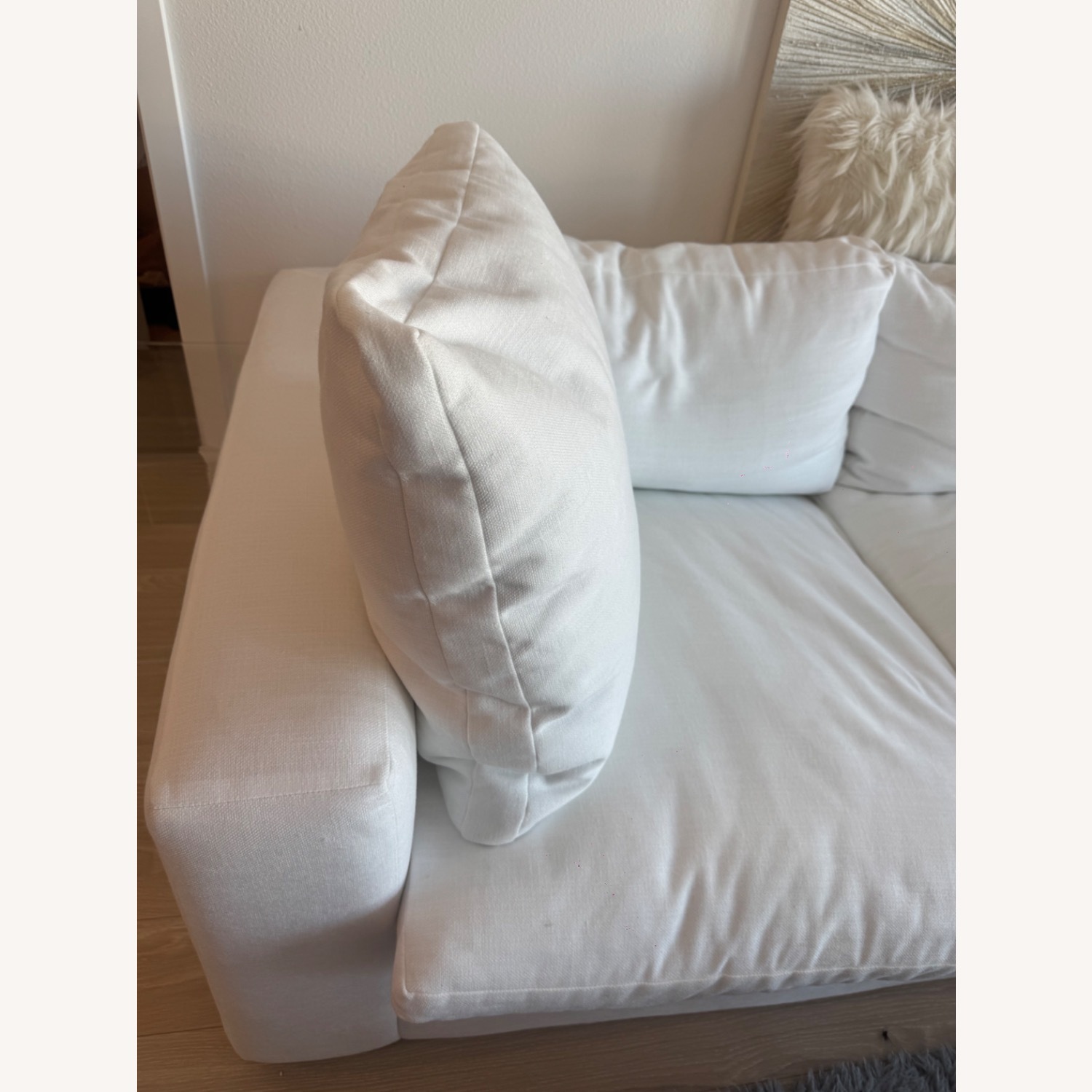 Living Spaces White Cozy Sectional Sofa - image-4