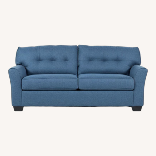 Used Living Spaces Jacoby Denim Blue Fabric 78" Sofa for sale on AptDeco