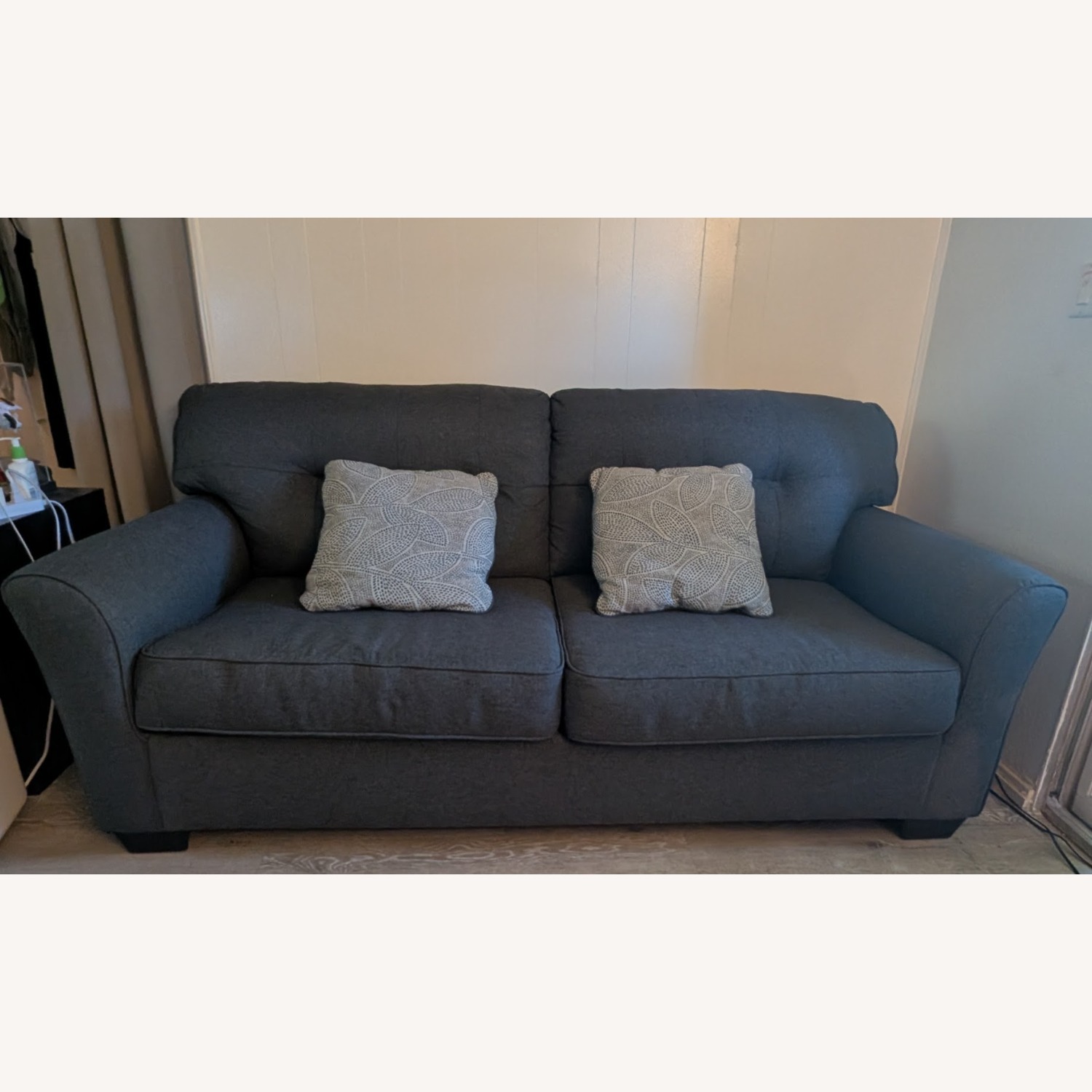 Living Spaces Jacoby Denim Blue Fabric 78" Sofa - image-1