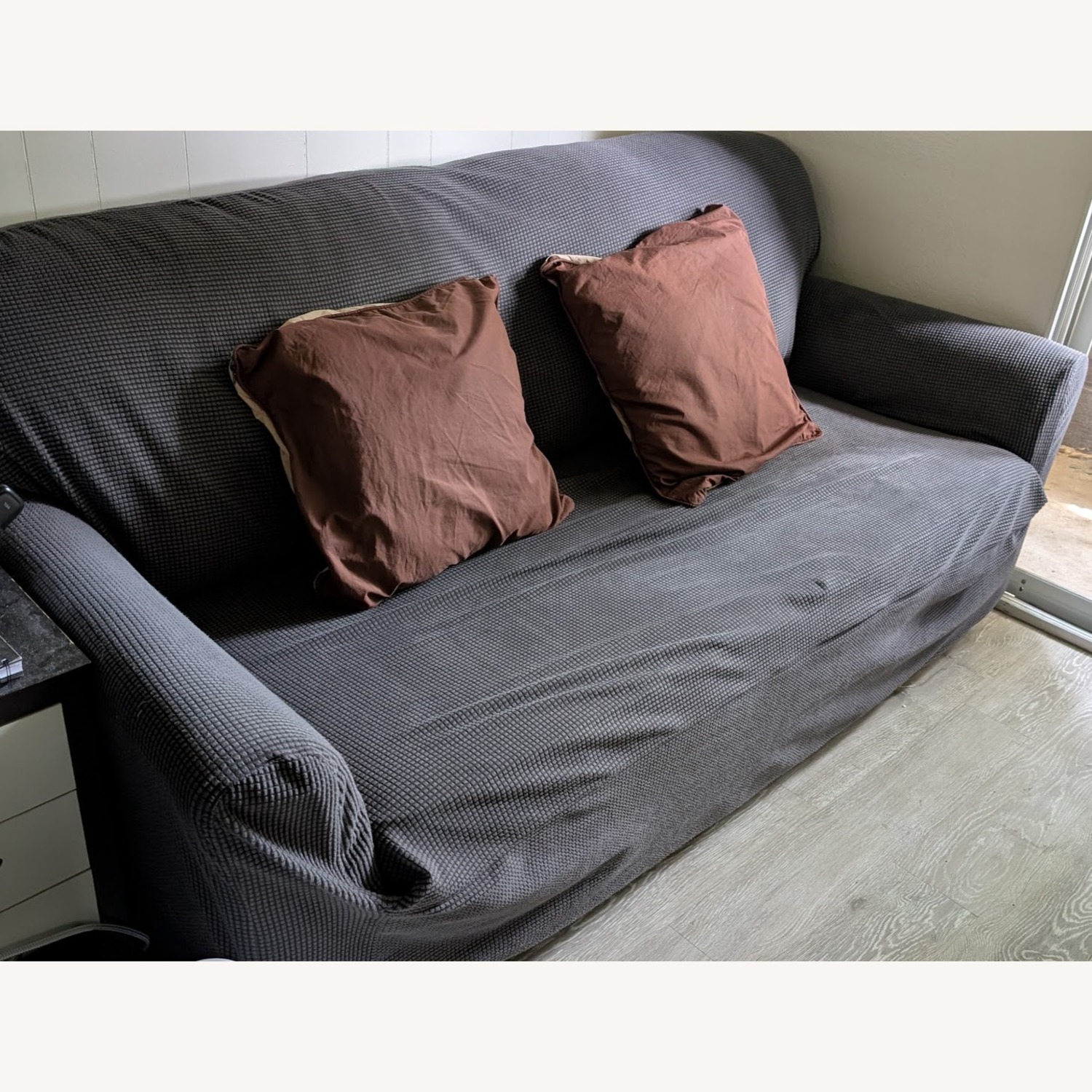 Living Spaces Jacoby Denim Blue Fabric 78" Sofa - image-3