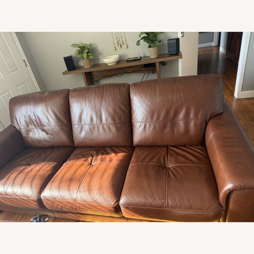 Used Macy's Brayna Dark Brown Leather 3+ Seater Sofa for sale on AptDeco