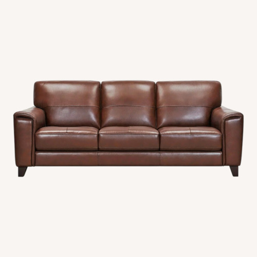 Used Macy's Brayna Dark Brown Leather 3+ Seater Sofa for sale on AptDeco