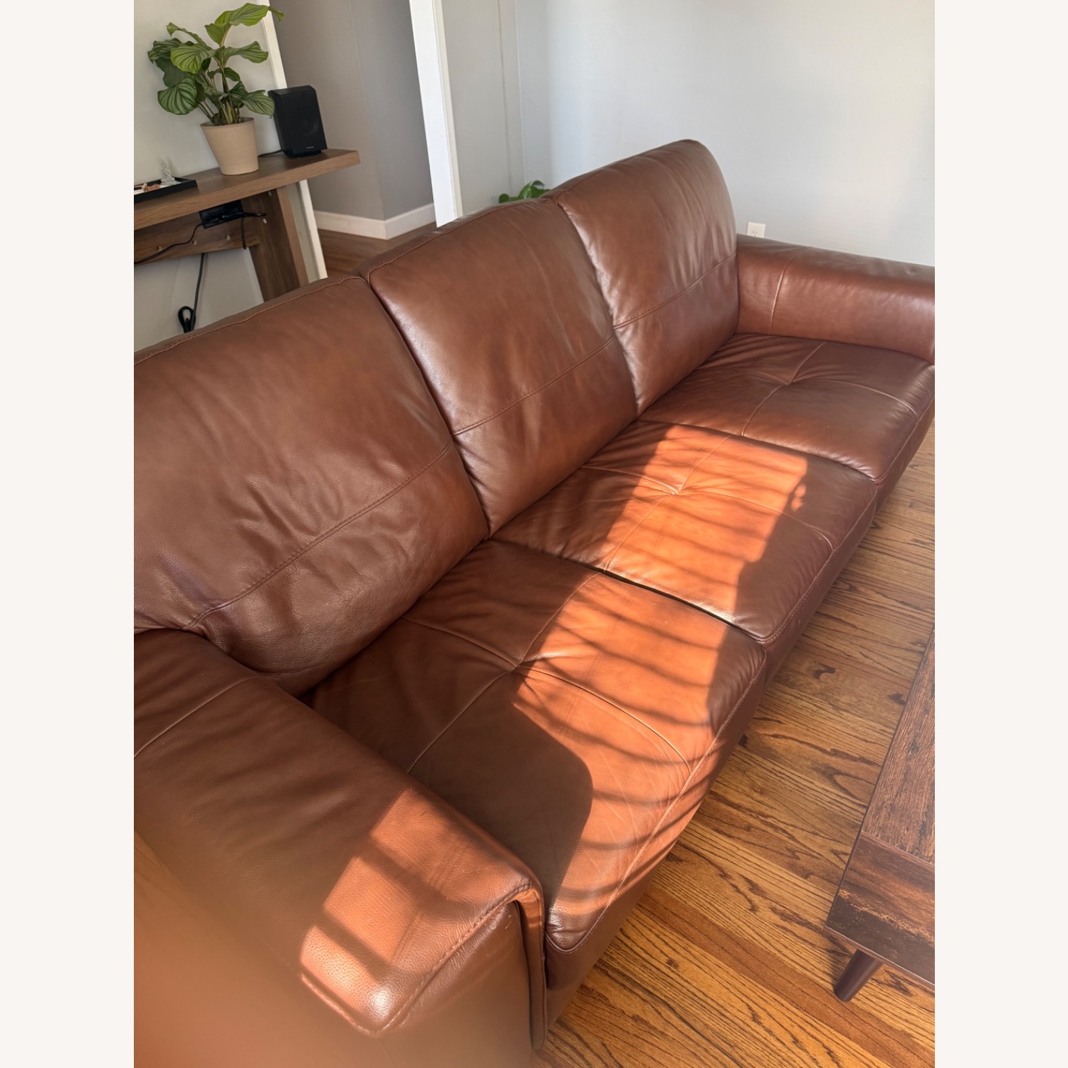 Macy's Brayna Dark Brown Leather 3+ Seater Sofa - image-2