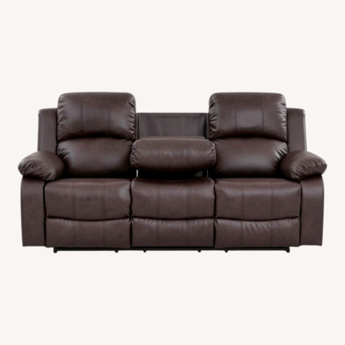Used Dark Brown Faux Leather 3+ Seater Sofa for sale on AptDeco