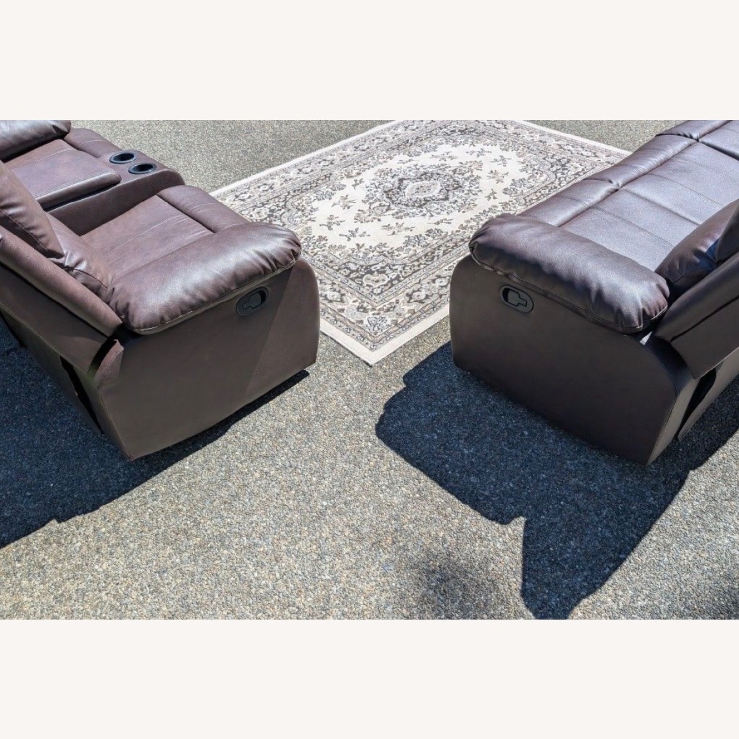 Dark Brown Faux Leather 3+ Seater Sofa - image-6