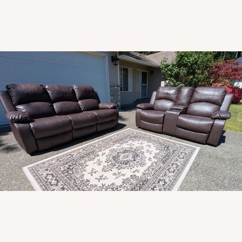 Used Dark Brown Faux Leather 3+ Seater Sofa for sale on AptDeco