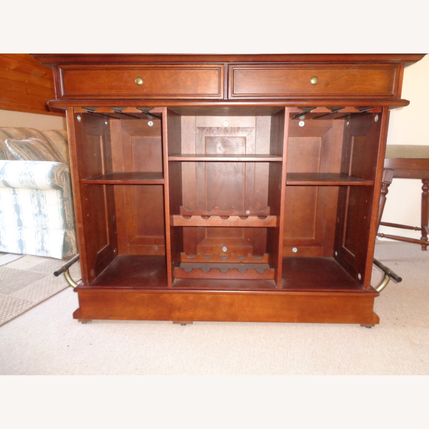 Dark Brown Wood Bar and Stools - image-3