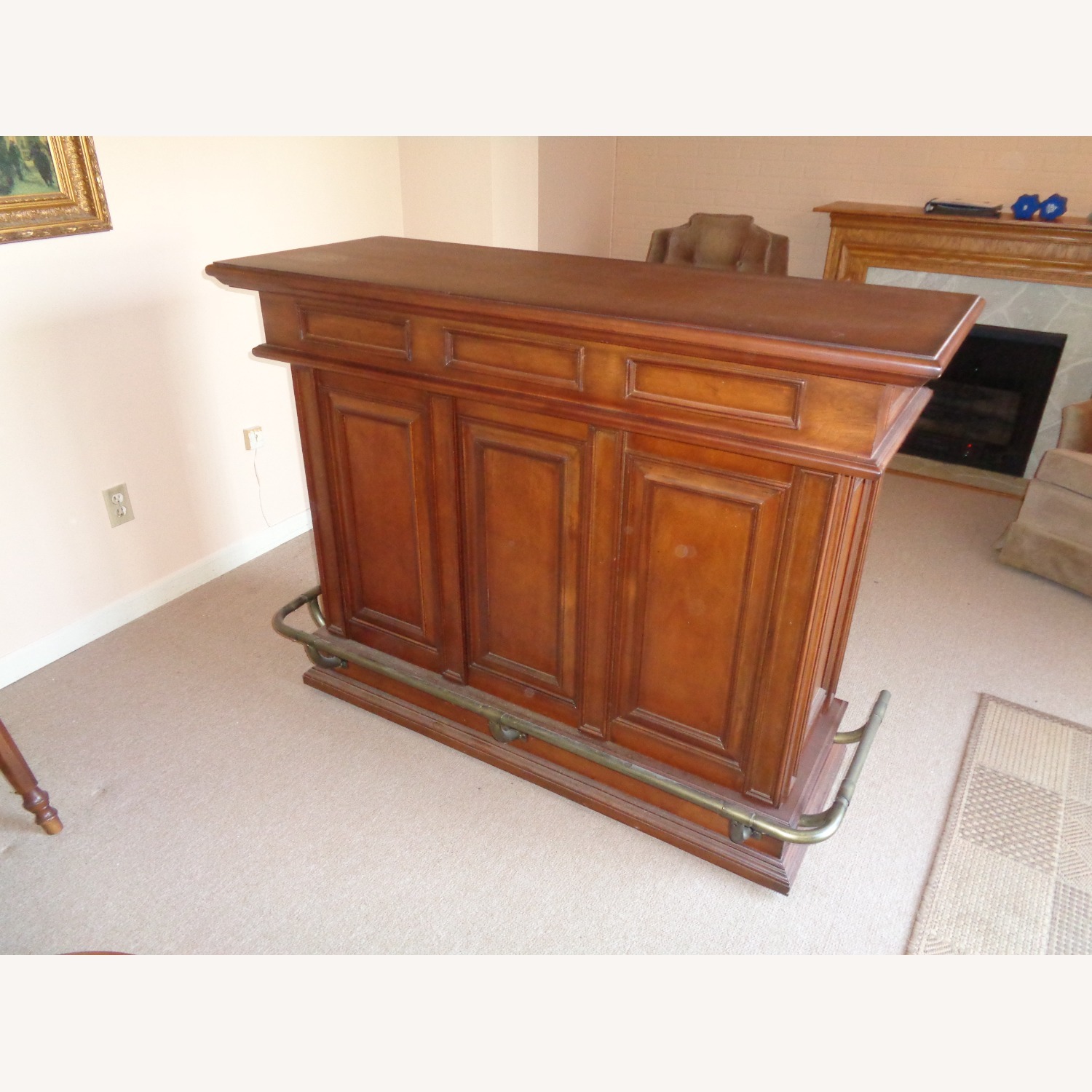 Dark Brown Wood Bar and Stools - image-2