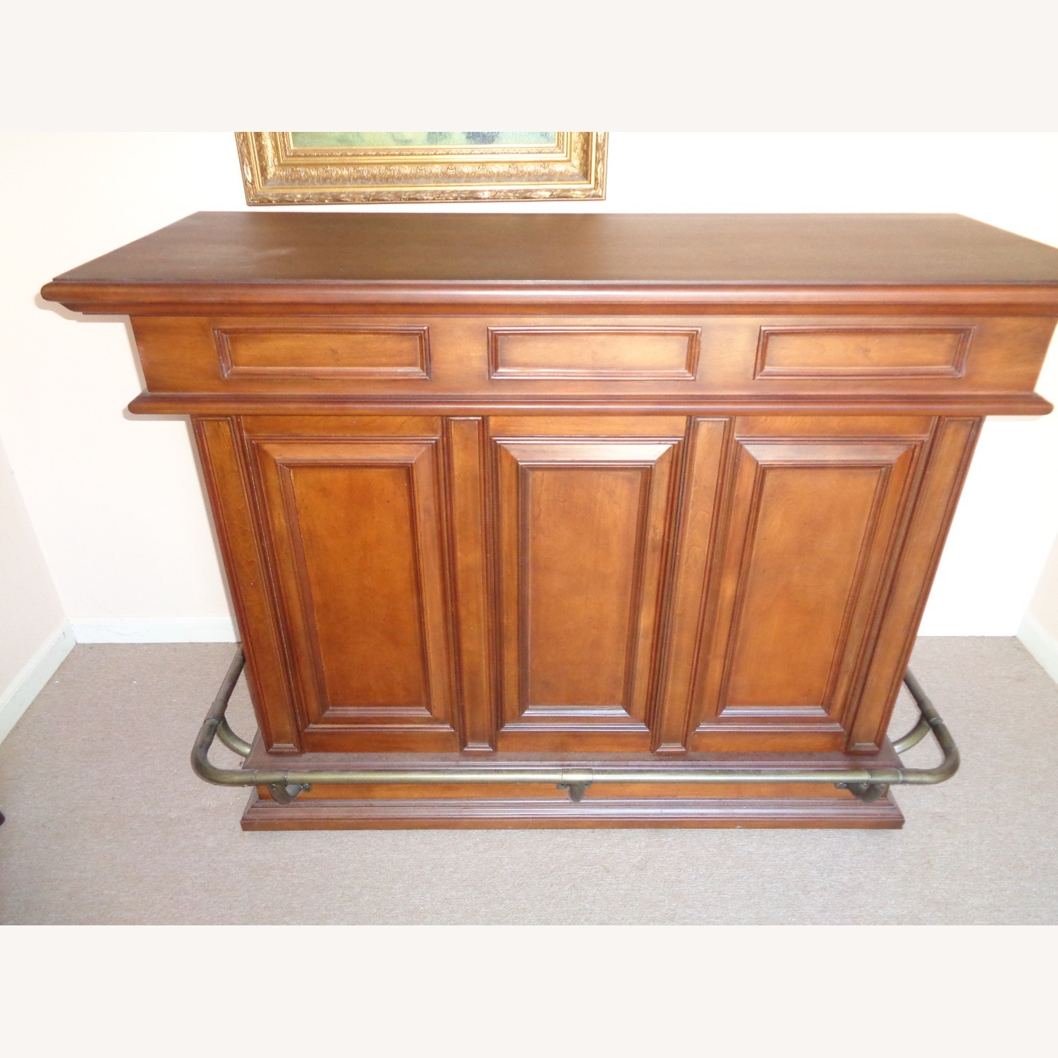 Dark Brown Wood Bar and Stools - image-1