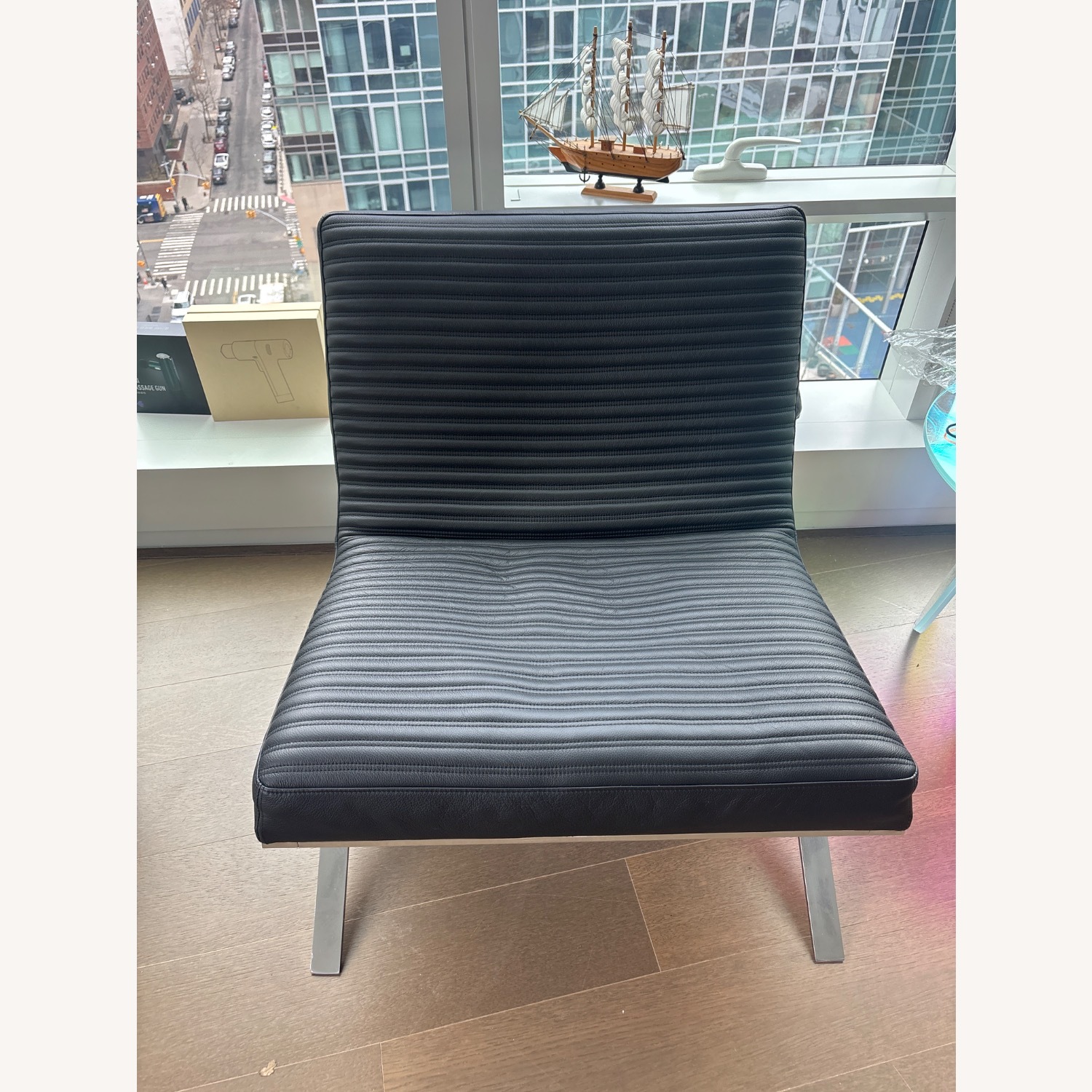 Roche Bobois Skool Line Black Leather Armchair - image-2